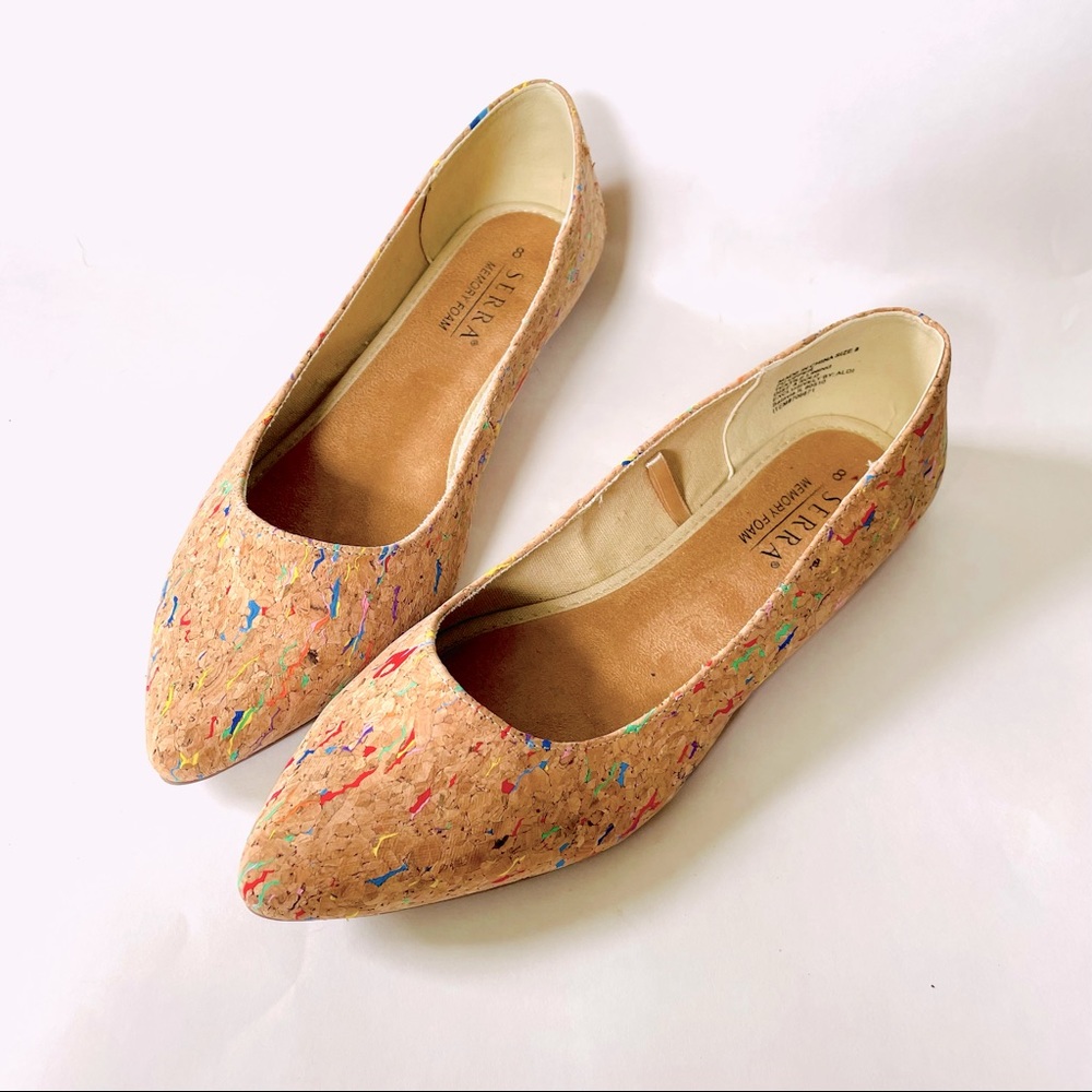 Cork Rainbow Splatter Memory Foam Flats 8